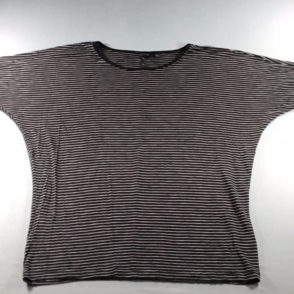 Apt 9 Y2K Striped Black White Scoop Neck Streetwear Top Dolman Sleeves Size L